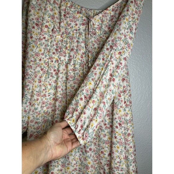 Mini Dress Floral Cream Multi-Color Juniors Size XL Ballon Sleeve Kingston Grey - Picture 3 of 12